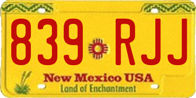 NM license plate 839RJJ