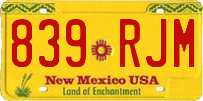 NM license plate 839RJM