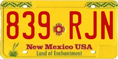 NM license plate 839RJN