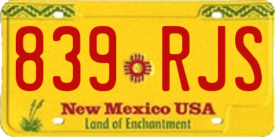 NM license plate 839RJS
