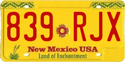 NM license plate 839RJX