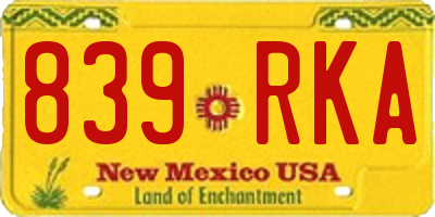 NM license plate 839RKA