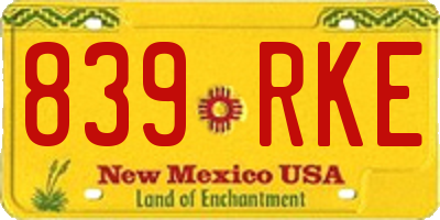 NM license plate 839RKE
