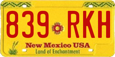 NM license plate 839RKH