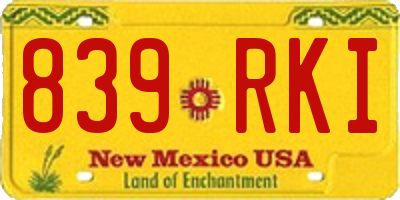 NM license plate 839RKI