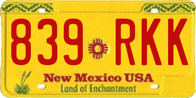 NM license plate 839RKK