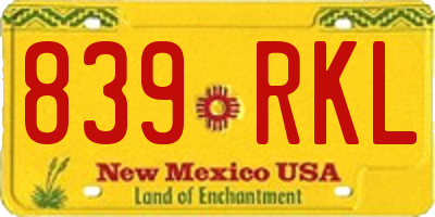 NM license plate 839RKL