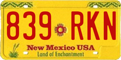 NM license plate 839RKN