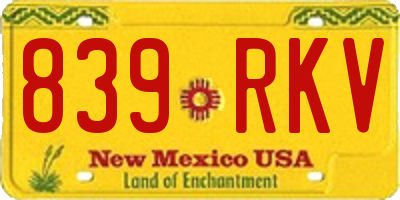 NM license plate 839RKV