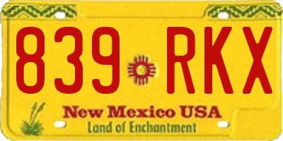 NM license plate 839RKX