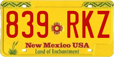 NM license plate 839RKZ