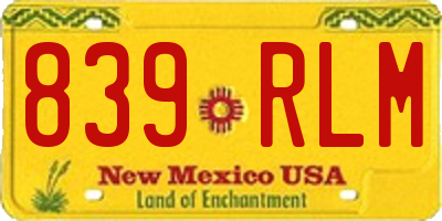 NM license plate 839RLM