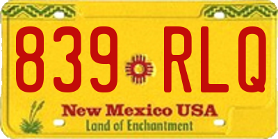 NM license plate 839RLQ