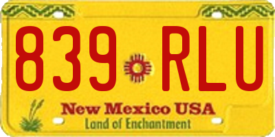 NM license plate 839RLU