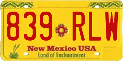 NM license plate 839RLW