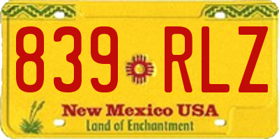 NM license plate 839RLZ