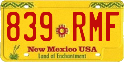 NM license plate 839RMF