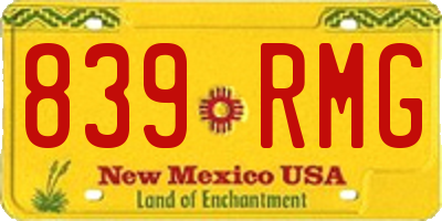 NM license plate 839RMG