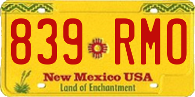NM license plate 839RMO