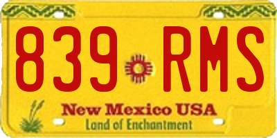 NM license plate 839RMS