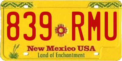 NM license plate 839RMU