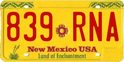 NM license plate 839RNA