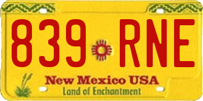 NM license plate 839RNE