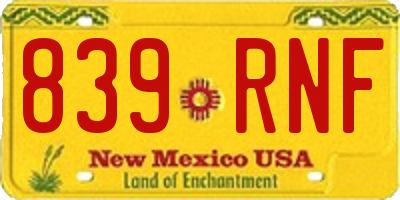 NM license plate 839RNF