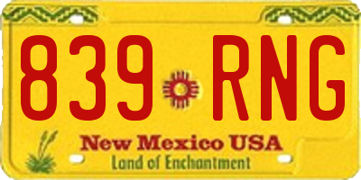 NM license plate 839RNG