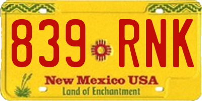 NM license plate 839RNK