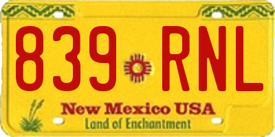 NM license plate 839RNL