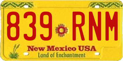 NM license plate 839RNM