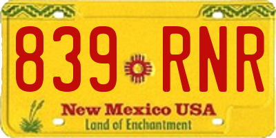 NM license plate 839RNR