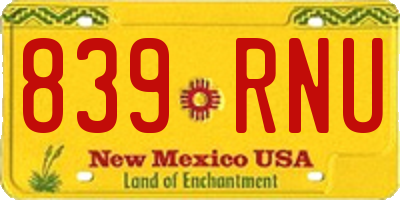 NM license plate 839RNU