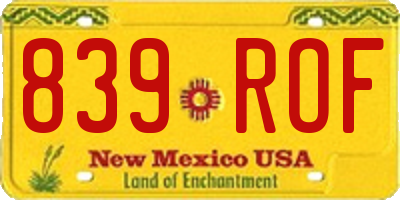 NM license plate 839ROF