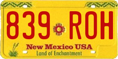 NM license plate 839ROH