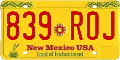 NM license plate 839ROJ