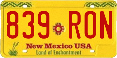 NM license plate 839RON