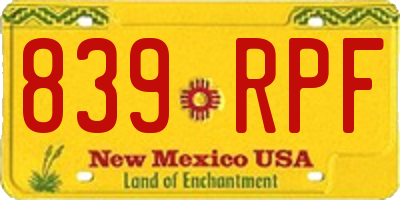 NM license plate 839RPF