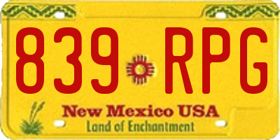 NM license plate 839RPG