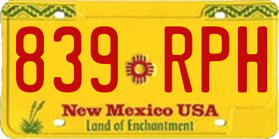 NM license plate 839RPH
