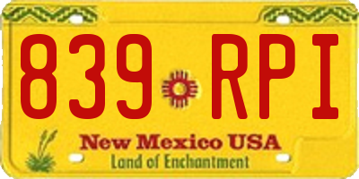 NM license plate 839RPI
