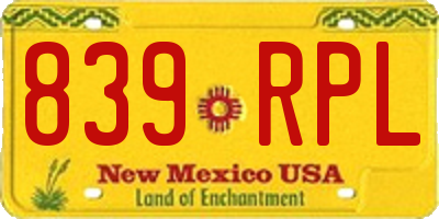 NM license plate 839RPL