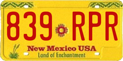 NM license plate 839RPR