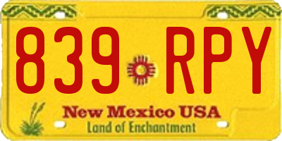 NM license plate 839RPY