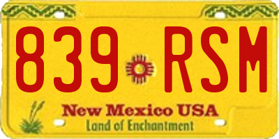 NM license plate 839RSM
