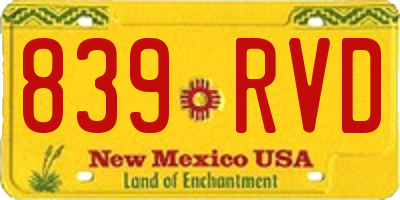 NM license plate 839RVD