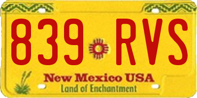 NM license plate 839RVS