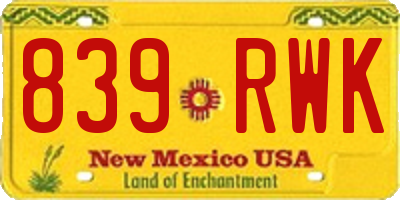 NM license plate 839RWK