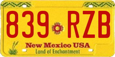 NM license plate 839RZB